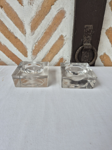 Paire de bougeoirs verre design