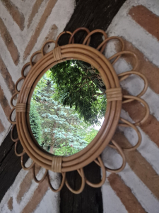 Miroir rotin vintage 