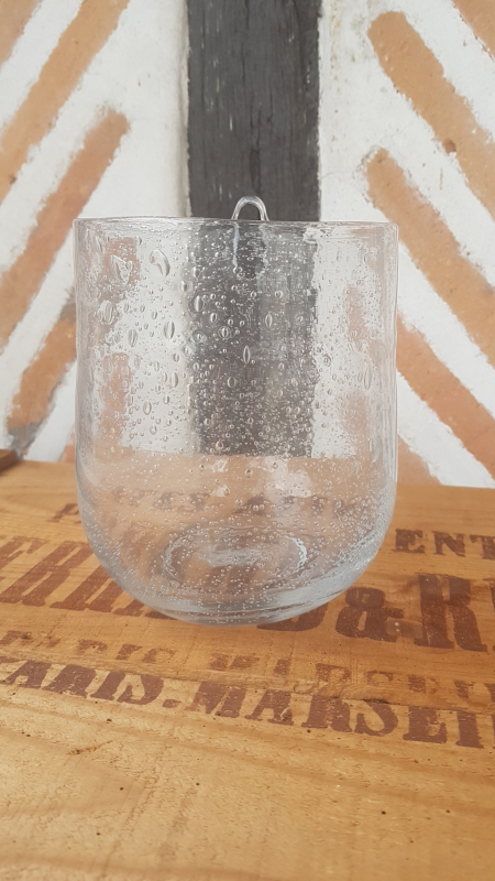 Vase en verre bullé