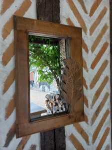 Miroir bois feuille sculptée vinatge 1980