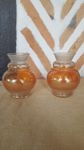 Paire de vases en verre cuivre irisé 1930